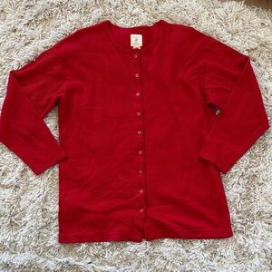 Vintage Victoria's Secret Country Red Snap Textured Cardigan Top